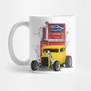 Yellow 1932 Chevy 5 Window Coupe Hot Rod Garage Built Print Mug